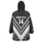 New Zealand Silver Fern Rugby Custom Wearable Blanket Hoodie Go Wheel Kiwi Maori Pattern