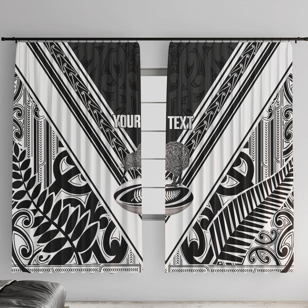 New Zealand Silver Fern Rugby Custom Window Curtain Go Wheel Kiwi Maori Pattern