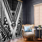 New Zealand Silver Fern Rugby Custom Window Curtain Go Wheel Kiwi Maori Pattern