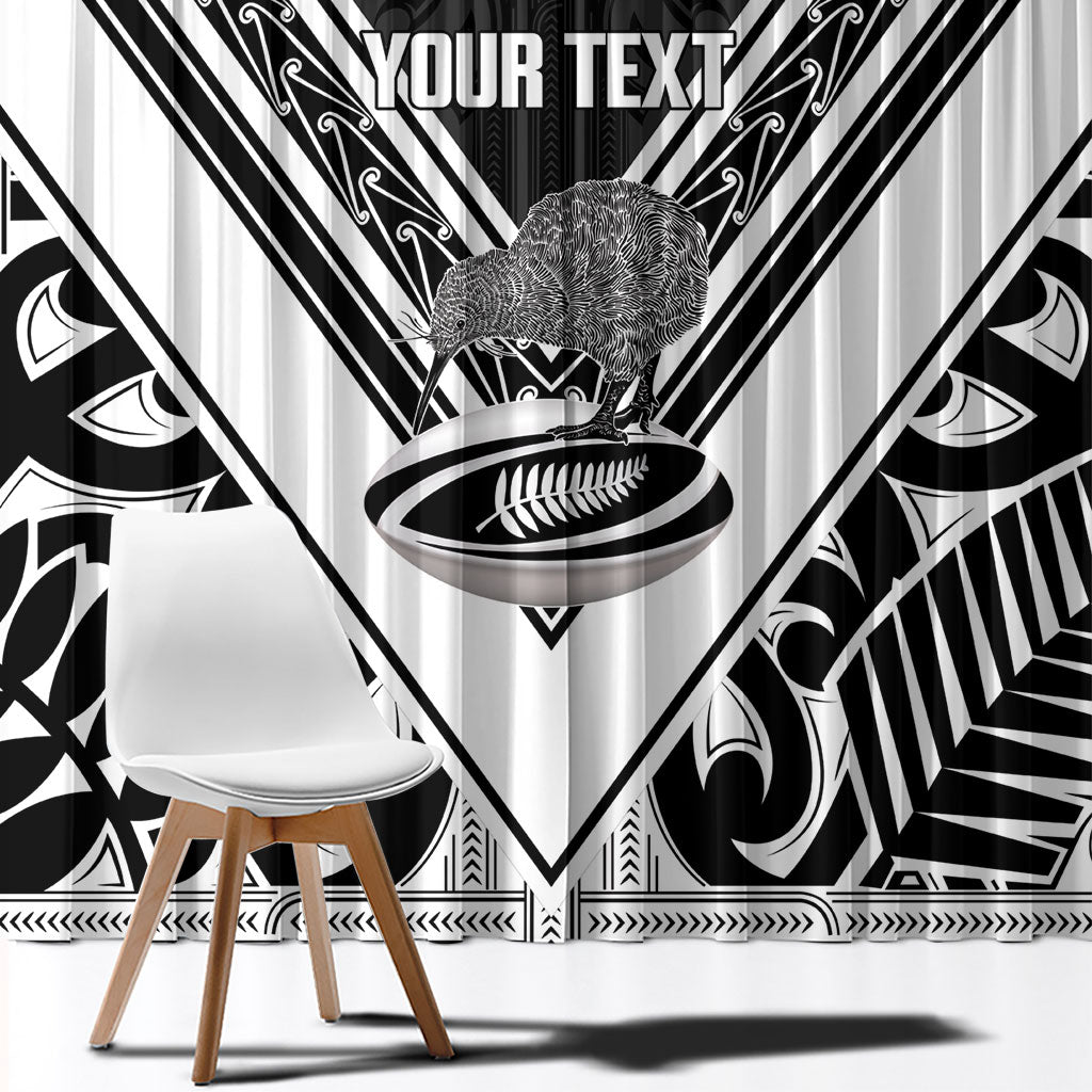 New Zealand Silver Fern Rugby Custom Window Curtain Go Wheel Kiwi Maori Pattern