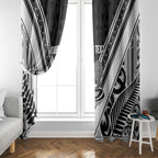 New Zealand Silver Fern Rugby Custom Window Curtain Go Wheel Kiwi Maori Pattern