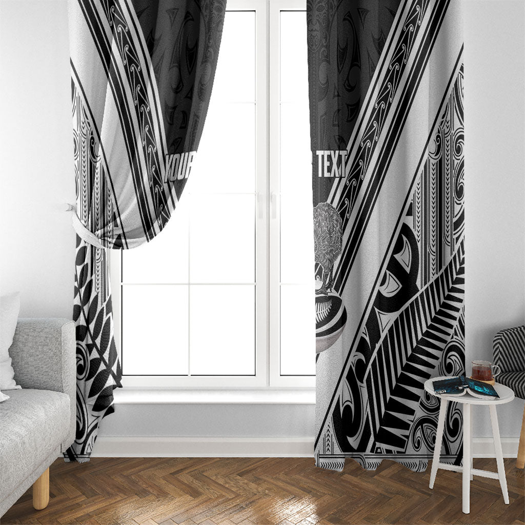 New Zealand Silver Fern Rugby Custom Window Curtain Go Wheel Kiwi Maori Pattern