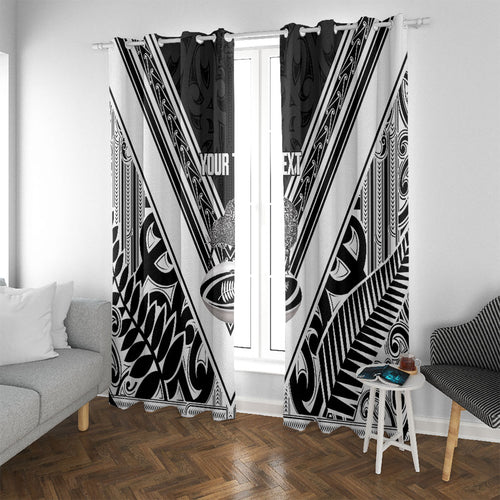 New Zealand Silver Fern Rugby Custom Window Curtain Go Wheel Kiwi Maori Pattern