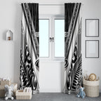 New Zealand Silver Fern Rugby Custom Window Curtain Go Wheel Kiwi Maori Pattern