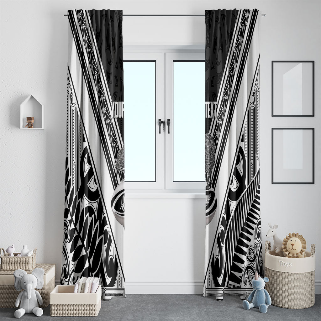 New Zealand Silver Fern Rugby Custom Window Curtain Go Wheel Kiwi Maori Pattern