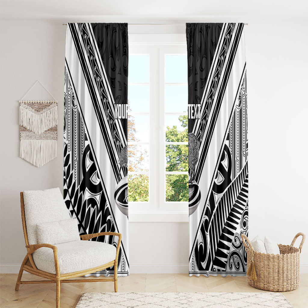 New Zealand Silver Fern Rugby Custom Window Curtain Go Wheel Kiwi Maori Pattern