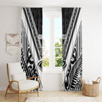 New Zealand Silver Fern Rugby Custom Window Curtain Go Wheel Kiwi Maori Pattern
