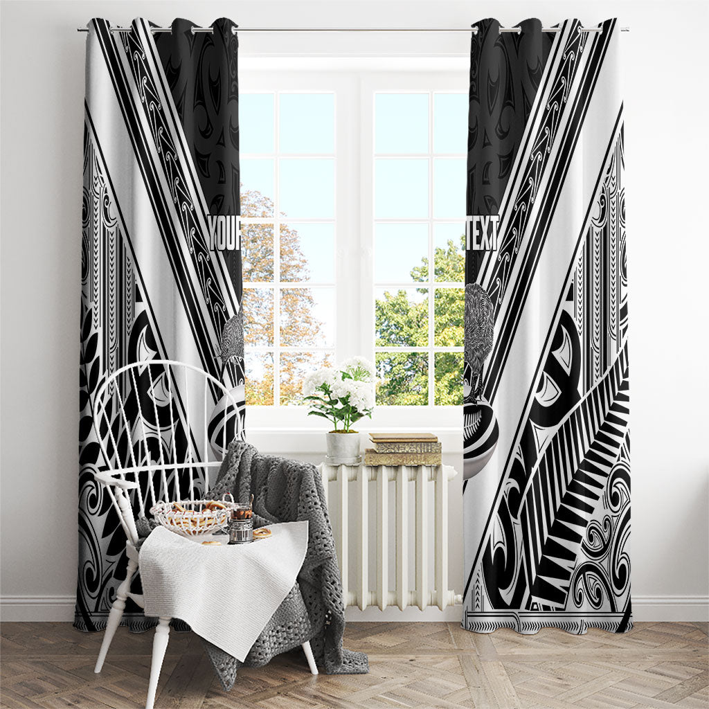 New Zealand Silver Fern Rugby Custom Window Curtain Go Wheel Kiwi Maori Pattern