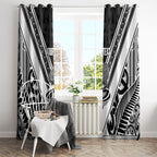 New Zealand Silver Fern Rugby Custom Window Curtain Go Wheel Kiwi Maori Pattern