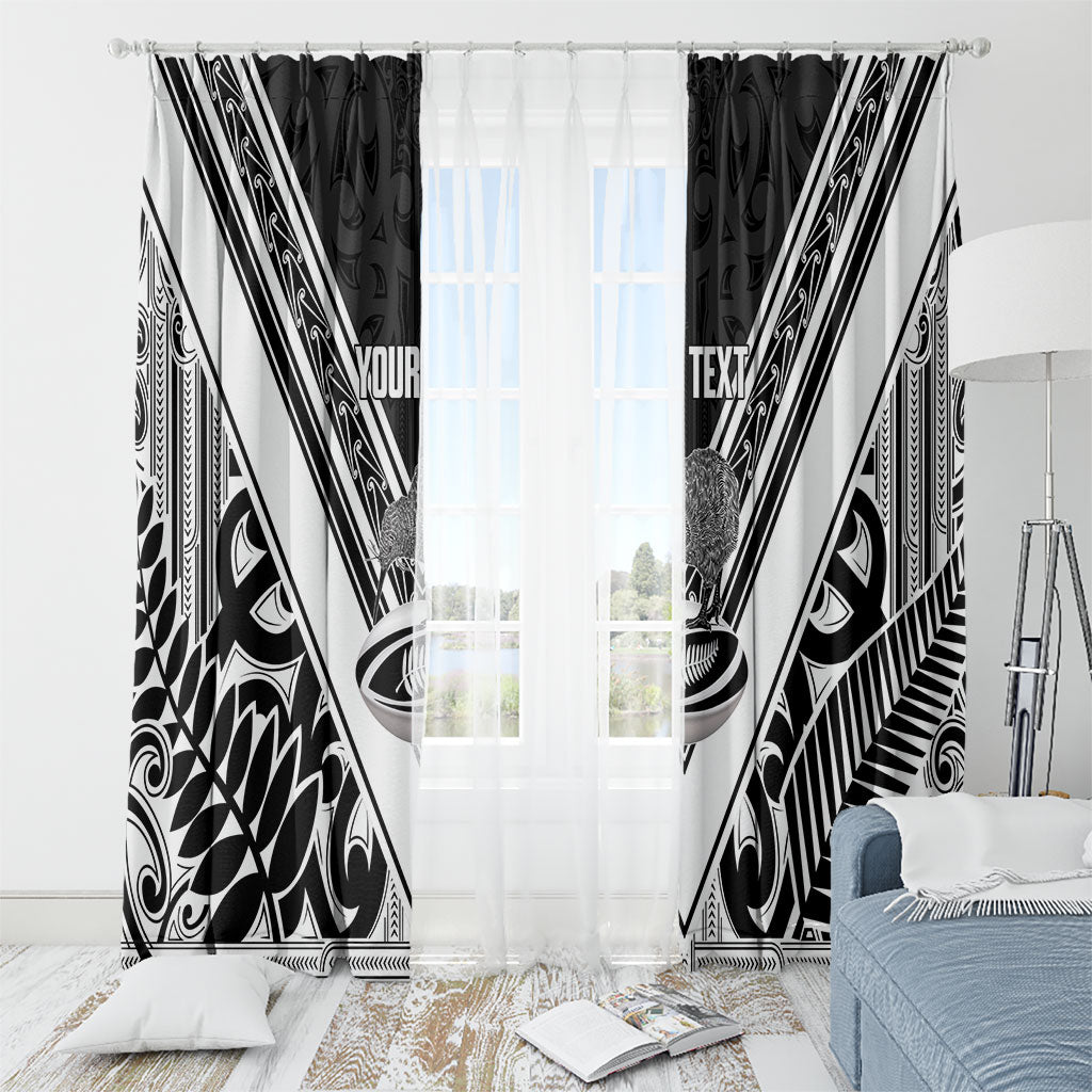 New Zealand Silver Fern Rugby Custom Window Curtain Go Wheel Kiwi Maori Pattern