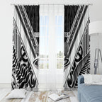 New Zealand Silver Fern Rugby Custom Window Curtain Go Wheel Kiwi Maori Pattern