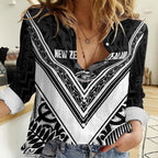 New Zealand Silver Fern Rugby Custom Women Casual Shirt Go Wheel Kiwi Maori Pattern