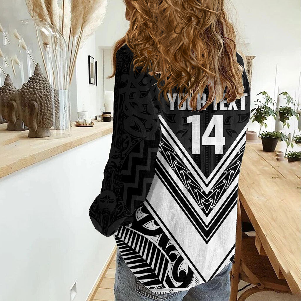 New Zealand Silver Fern Rugby Custom Women Casual Shirt Go Wheel Kiwi Maori Pattern