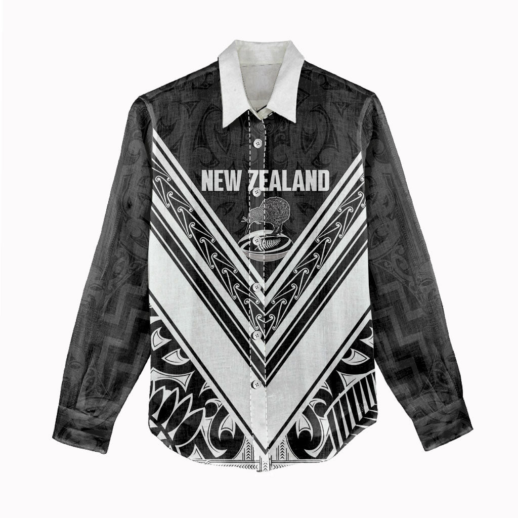 New Zealand Silver Fern Rugby Custom Women Casual Shirt Go Wheel Kiwi Maori Pattern