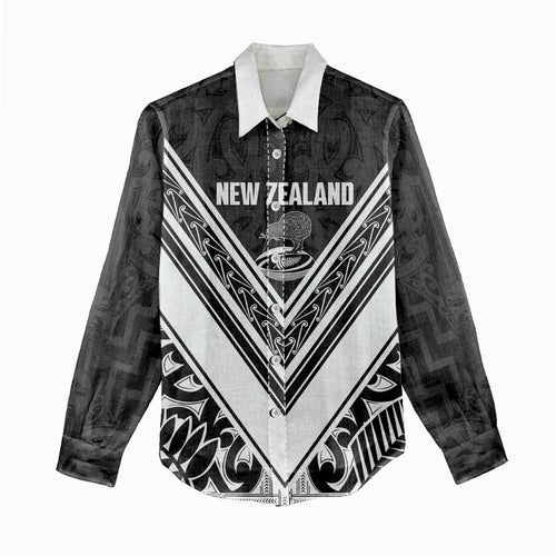 New Zealand Silver Fern Rugby Custom Women Casual Shirt Go Wheel Kiwi Maori Pattern