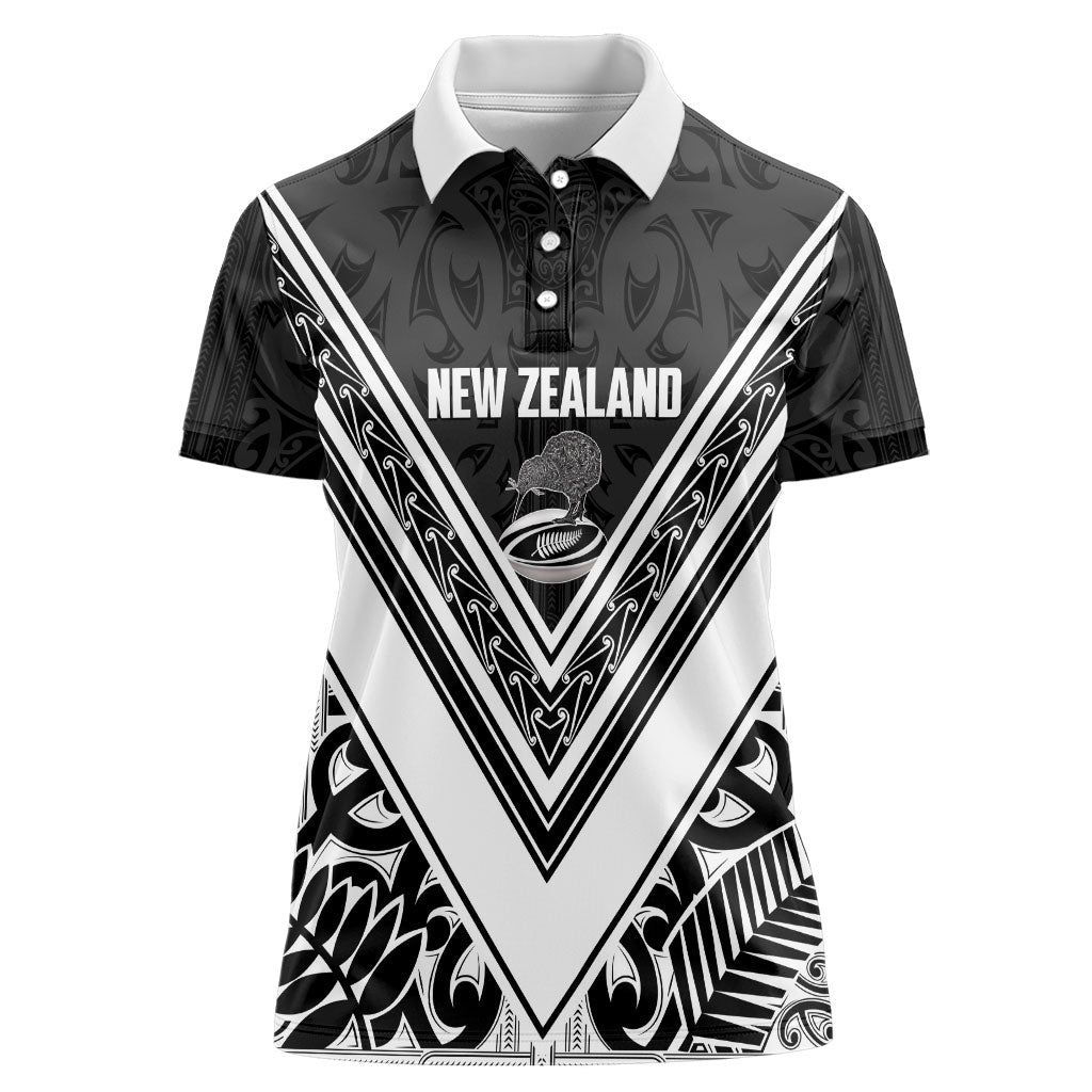New Zealand Silver Fern Rugby Custom Women Polo Shirt Go Wheel Kiwi Maori Pattern
