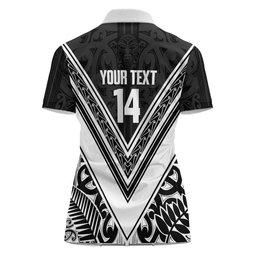 New Zealand Silver Fern Rugby Custom Women Polo Shirt Go Wheel Kiwi Maori Pattern
