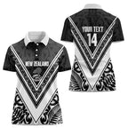 New Zealand Silver Fern Rugby Custom Women Polo Shirt Go Wheel Kiwi Maori Pattern