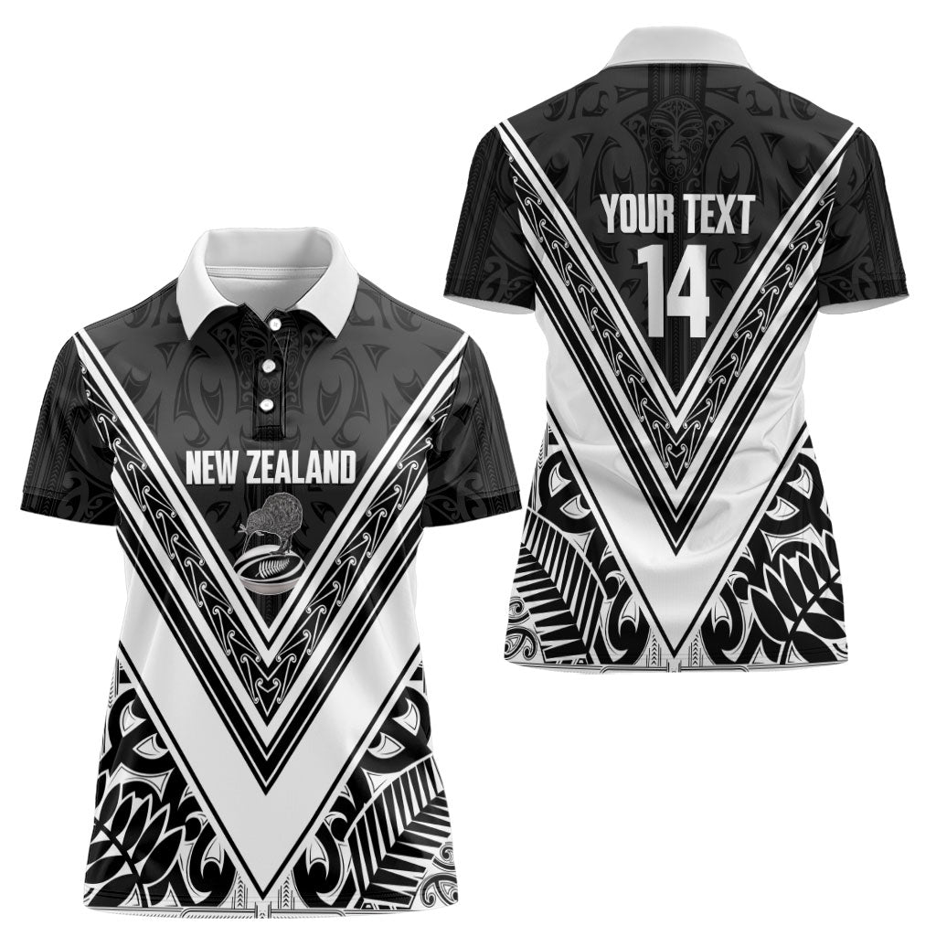 New Zealand Silver Fern Rugby Custom Women Polo Shirt Go Wheel Kiwi Maori Pattern