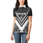 New Zealand Silver Fern Rugby Custom Women Polo Shirt Go Wheel Kiwi Maori Pattern