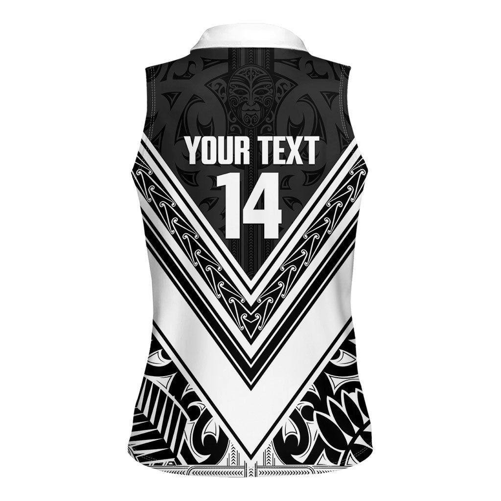 New Zealand Silver Fern Rugby Custom Women Sleeveless Polo Shirt Go Wheel Kiwi Maori Pattern
