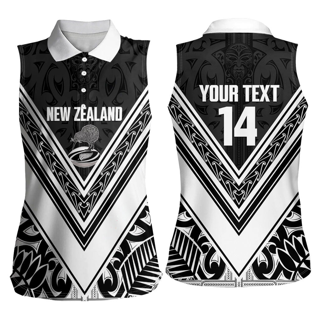 New Zealand Silver Fern Rugby Custom Women Sleeveless Polo Shirt Go Wheel Kiwi Maori Pattern