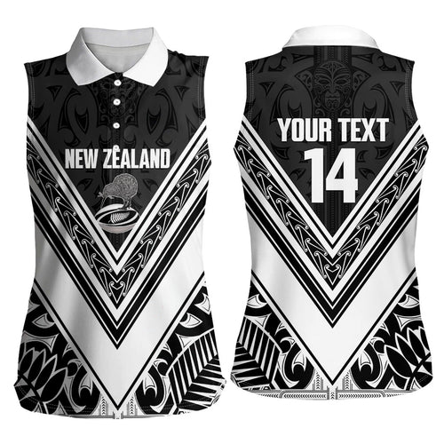 New Zealand Silver Fern Rugby Custom Women Sleeveless Polo Shirt Go Wheel Kiwi Maori Pattern
