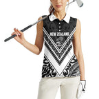 New Zealand Silver Fern Rugby Custom Women Sleeveless Polo Shirt Go Wheel Kiwi Maori Pattern