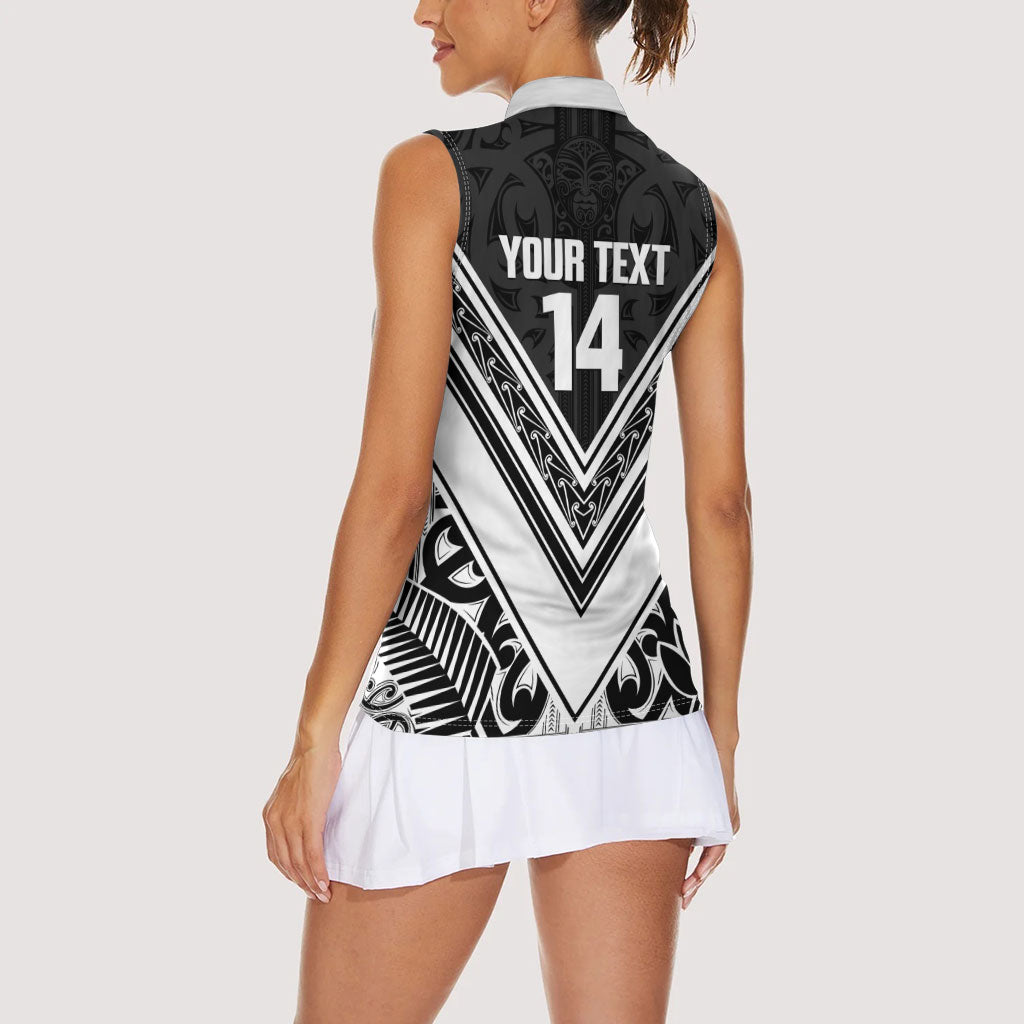 New Zealand Silver Fern Rugby Custom Women Sleeveless Polo Shirt Go Wheel Kiwi Maori Pattern
