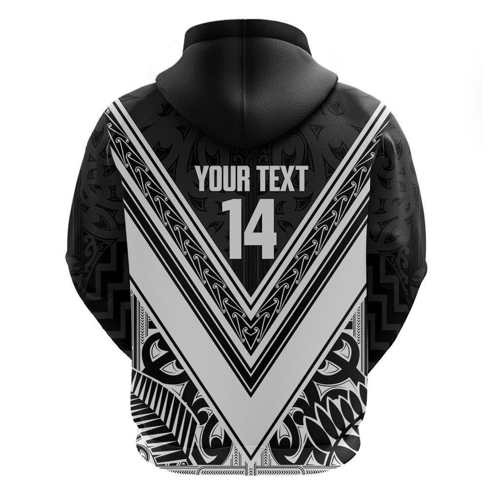 New Zealand Silver Fern Rugby Custom Zip Hoodie Go Wheel Kiwi Maori Pattern