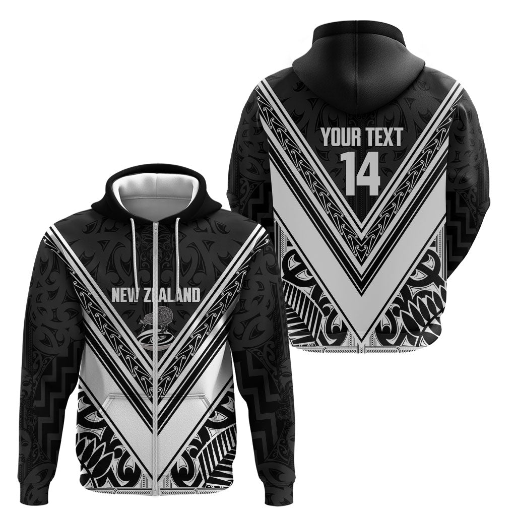 New Zealand Silver Fern Rugby Custom Zip Hoodie Go Wheel Kiwi Maori Pattern