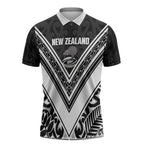 New Zealand Silver Fern Rugby Custom Zipper Polo Shirt Go Wheel Kiwi Maori Pattern