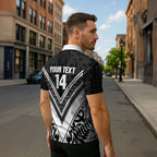 New Zealand Silver Fern Rugby Custom Zipper Polo Shirt Go Wheel Kiwi Maori Pattern