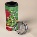 Kakapo New Zealand Christmas 4 in 1 Can Cooler Tumbler Meri Kirihimete Pohutukawa - Green Color