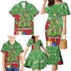 Kakapo New Zealand Christmas Family Matching Mermaid Dress and Hawaiian Shirt Meri Kirihimete Pohutukawa - Green Color