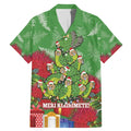 Kakapo New Zealand Christmas Family Matching Mermaid Dress and Hawaiian Shirt Meri Kirihimete Pohutukawa - Green Color
