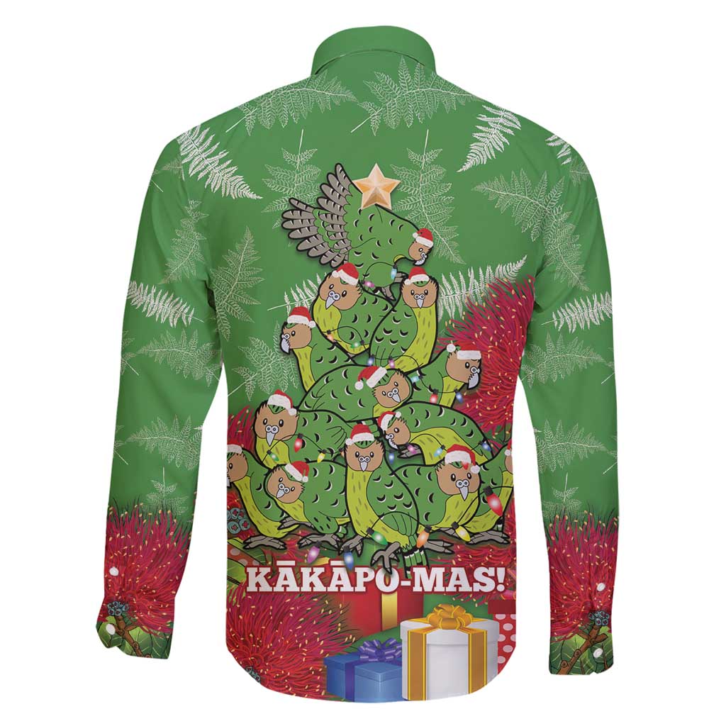 Kakapo New Zealand Christmas Family Matching Off Shoulder Maxi Dress and Hawaiian Shirt Meri Kirihimete Pohutukawa - Green Color