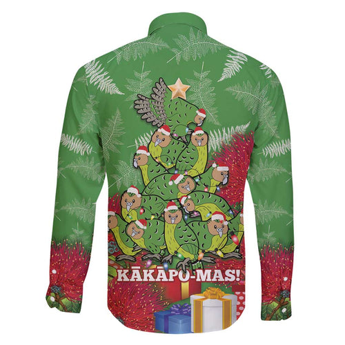Kakapo New Zealand Christmas Family Matching Off Shoulder Short Dress and Hawaiian Shirt Meri Kirihimete Pohutukawa - Green Color