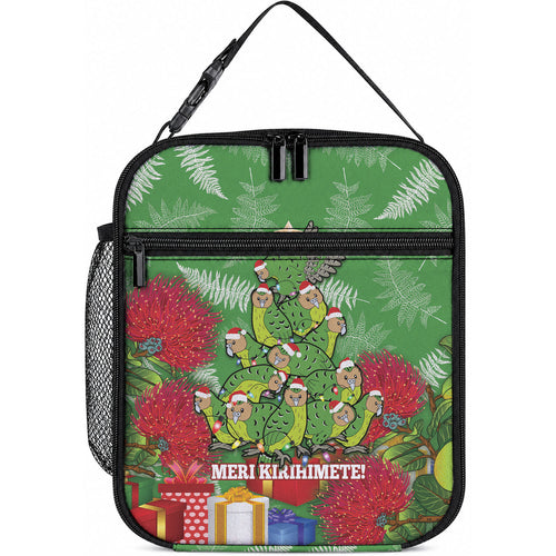 Kakapo New Zealand Christmas Lunch Bag Meri Kirihimete Pohutukawa - Green Color
