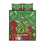 Kakapo New Zealand Christmas Quilt Bed Set Meri Kirihimete Pohutukawa - Green Color