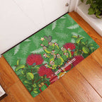 Kakapo New Zealand Christmas Rubber Doormat Meri Kirihimete Pohutukawa - Green Color