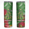 Kakapo New Zealand Christmas Skinny Tumbler Meri Kirihimete Pohutukawa - Green Color