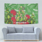 Kakapo New Zealand Christmas Tapestry Meri Kirihimete Pohutukawa - Green Color