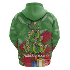 Kakapo New Zealand Christmas Zip Hoodie Meri Kirihimete Pohutukawa - Green Color