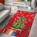 Kakapo New Zealand Christmas Area Rug Meri Kirihimete Pohutukawa - Red Color