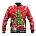 Kakapo New Zealand Christmas Baseball Jacket Meri Kirihimete Pohutukawa - Red Color