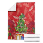 Kakapo New Zealand Christmas Blanket Meri Kirihimete Pohutukawa - Red Color