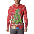 Kakapo New Zealand Christmas Button Sweatshirt Meri Kirihimete Pohutukawa - Red Color