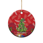 Kakapo New Zealand Christmas Ceramic Ornament Meri Kirihimete Pohutukawa - Red Color