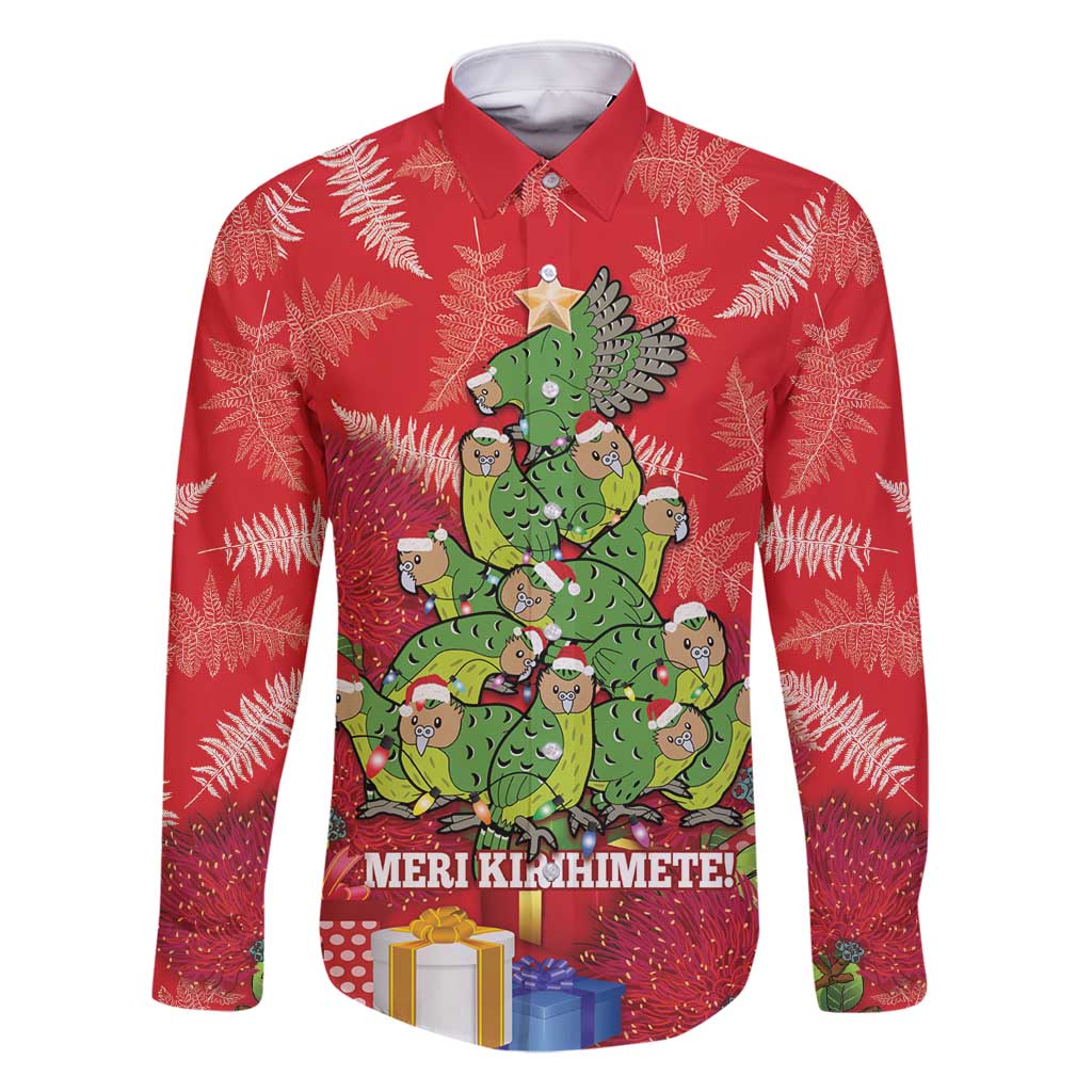 Kakapo New Zealand Christmas Family Matching Off Shoulder Short Dress and Hawaiian Shirt Meri Kirihimete Pohutukawa - Red Color